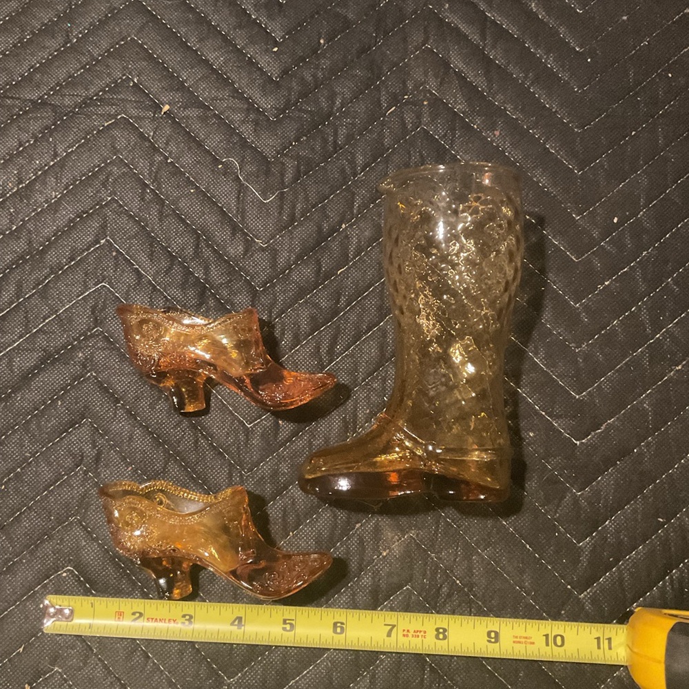 Vintage Glass Boot and Shoe Set